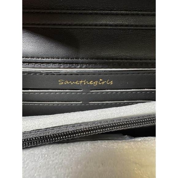 Save The Girls Phone Wallet Case Black Leopard Print Touchscreen Crossbody Strap - Picture 6 of 8